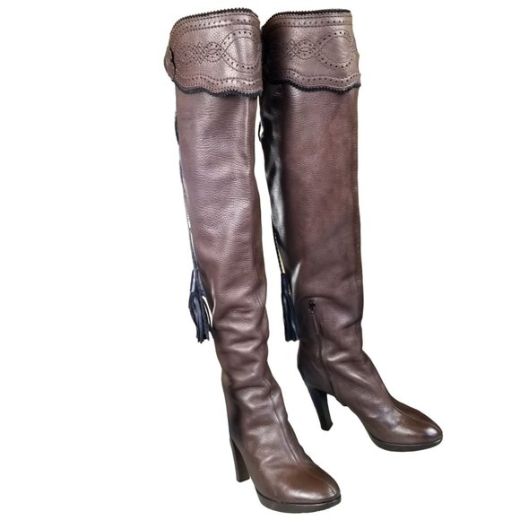 Gianfranco Ferre Shoes - Gianfranco Ferre thigh high platform boots with tassles size 10